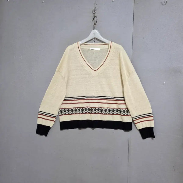 [BUNJANG] VOV Loose Linen Knit Beige / VOV 루즈한 린넨 니트 FF  n7730