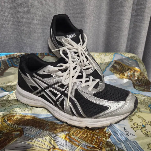 [BUNJANG] Asics Jog 100s Sneakers Black/Silver Size 260 / Asics 아식스 조그 100s 운동화 260
