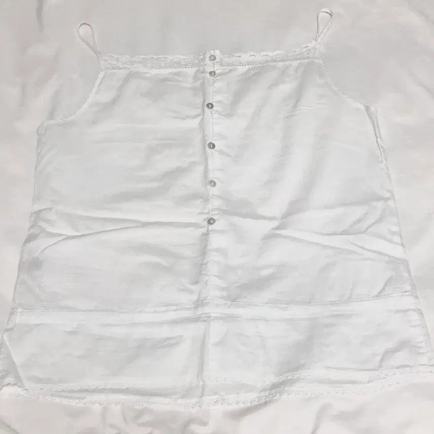 [BUNJANG] Vintage Layered Ribbon Lace White Sleeveless Top Mori Girl Fairy Style / 빈티지 레이어드 리본 레이스 화이트 슬리브리스 나시 미소죠 모리걸 페어리