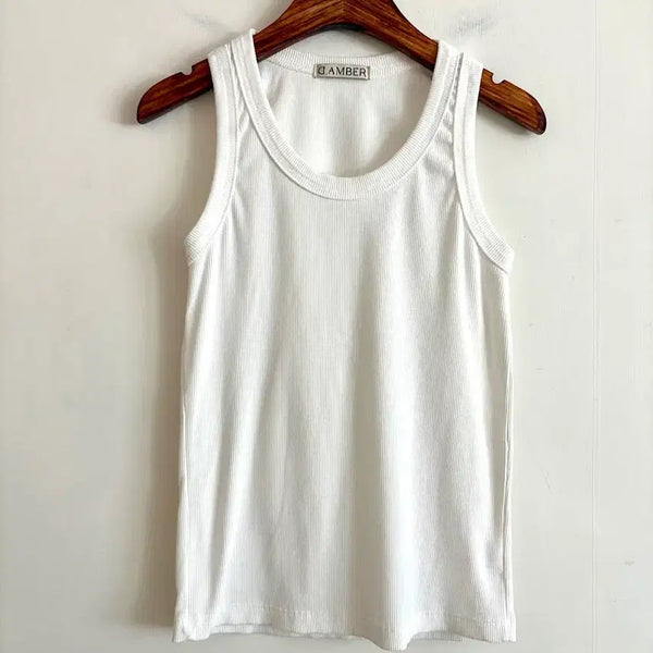 [BUNJANG] U-Neck Cotton Sleeveless Top / U넥 코튼 민소매