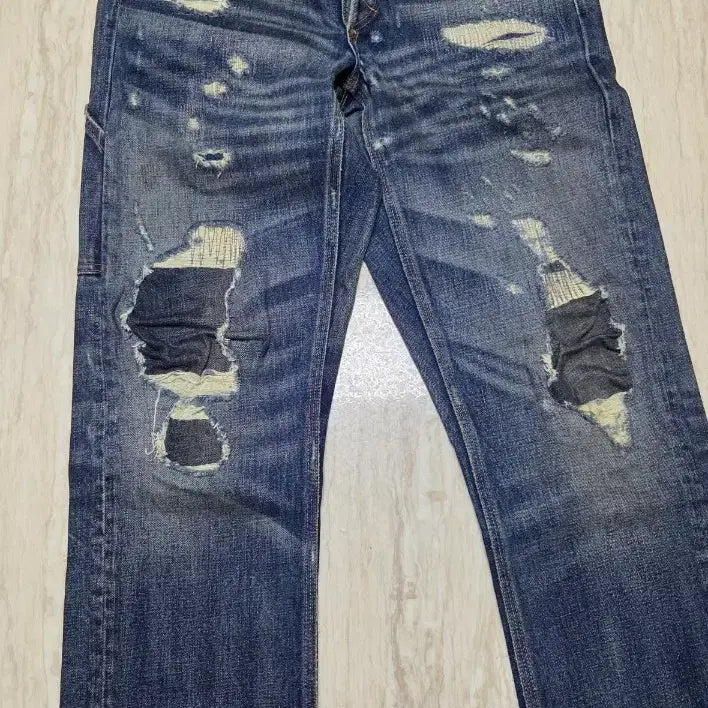 [BUNJANG] RRL Repaired Buckle Back Denim Pants / 더블알엘(RRL) 리페어드 버클백 데님팬츠
