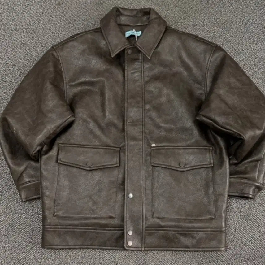 [BUNJANG] Fayeed Brown Leather Jacket / 페일자이드 브라운 가죽자켓