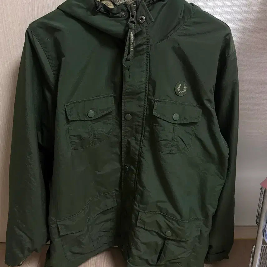 [BUNJANG] Fred Perry Lined Fleece Nylon Field Jacket Olive / (L) 프레드페리 안감 플리스 나일론 야상 자켓 올리브