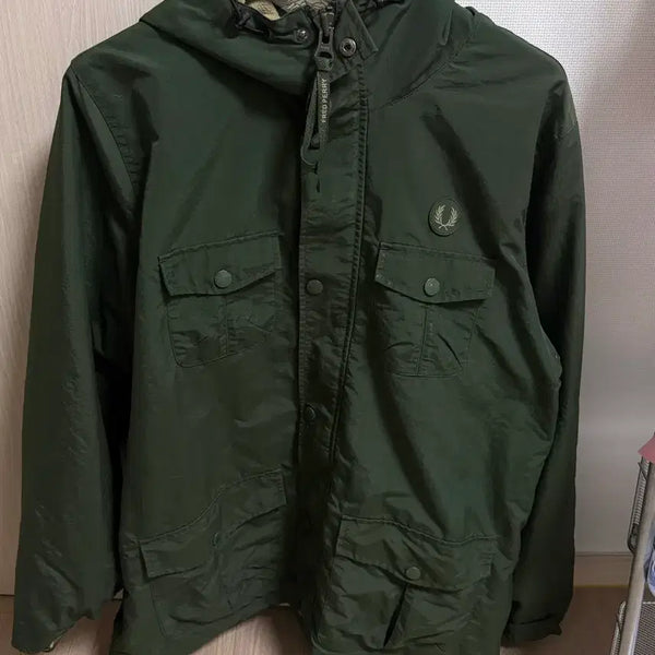 [BUNJANG] Fred Perry Lined Fleece Nylon Field Jacket Olive / (L) 프레드페리 안감 플리스 나일론 야상 자켓 올리브
