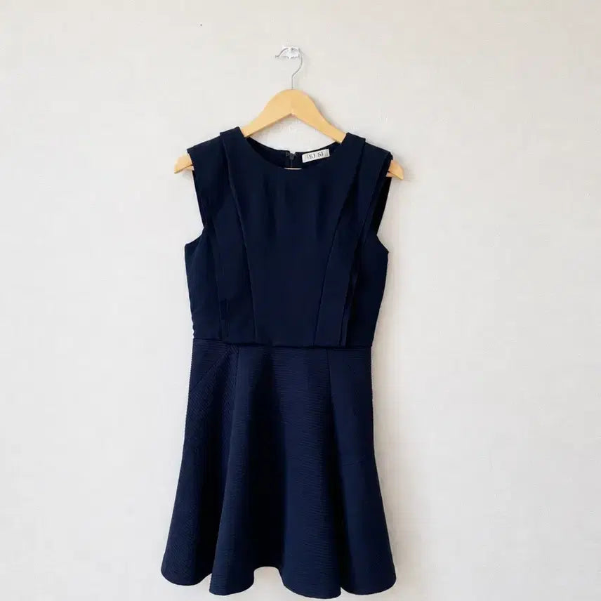 [BUNJANG] SJSJ Viscose Blend Chiffon Flare Dress Navy 55 / 한섬 SJSJ 비스코스 혼방 네이비 쉬폰 플레어 원피스 55