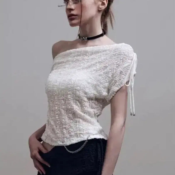 [BUNJANG] Hilda Lace Off-Shoulder Top / 힐다 레이스 오프숄더
