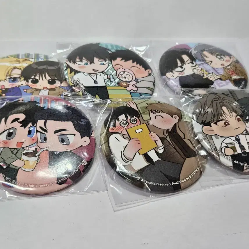[BUNJANG] Rebom Open Company Spring Cartoon Couple Can Badge Bundle Set / 레봄 오픈컴퍼니 봄툰 레진 커플 캔뱃지 일괄 6개