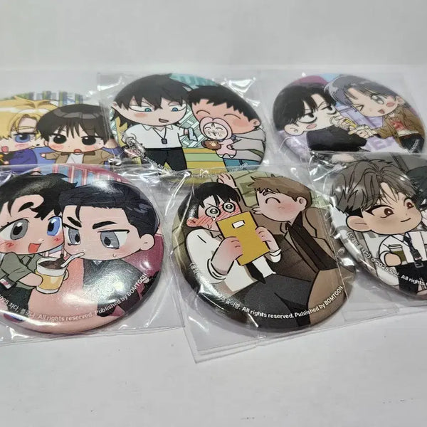 [BUNJANG] Rebom Open Company Spring Cartoon Couple Can Badge Bundle Set / 레봄 오픈컴퍼니 봄툰 레진 커플 캔뱃지 일괄 6개