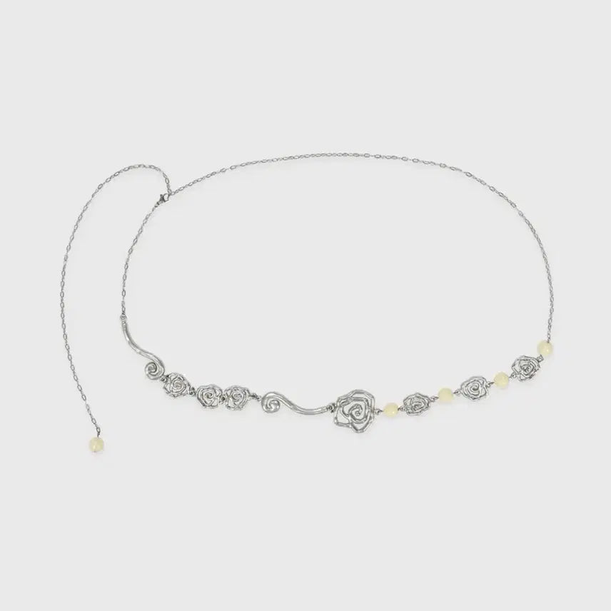 [BUNJANG] SINOON Rose Beads Chain Belt (Silver/Gold) / 시눈 Rose Beads Chain Belt (SILVER GOLD)