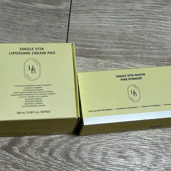 [BUNJANG] HEVBLUE Vita Liposome Cream Pad & Niacin Fine Powder Set / 헤브블루 싱글 비타 리포좀 크림패드,  나이아신 파인-파우더 판매합니다