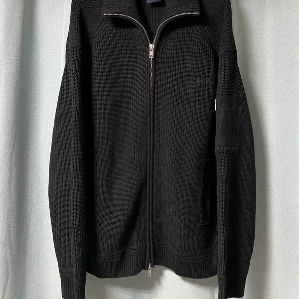[BUNJANG] Juun.J 25FW MA-1 Pocket High Neck Zip-Up Cardigan - Black / [L] 준지 25FW MA-1 포켓 하이넥 집업 가디건 - 블랙