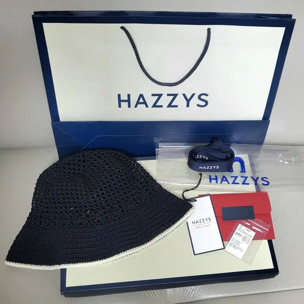 [BUNJANG] HAZZYS LADIES Color-Block Knit Bucket Hat / 라인배색 니트짜임 버킷햇