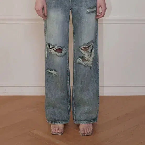 [BUNJANG] Bohemian Seoul Highlight Damage Wide Pants / 보헤미안서울 하이라이트 데미지 와이드 팬츠
