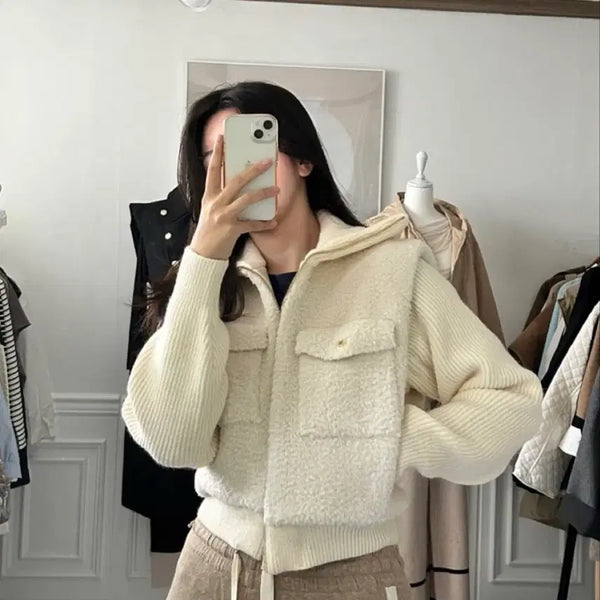 [BUNJANG] High Quality Fleece Lined Knit Mustang Jacket / 실사 맨뒤) 고퀄 양털 뽀글이 니트무스탕 [수입의류]