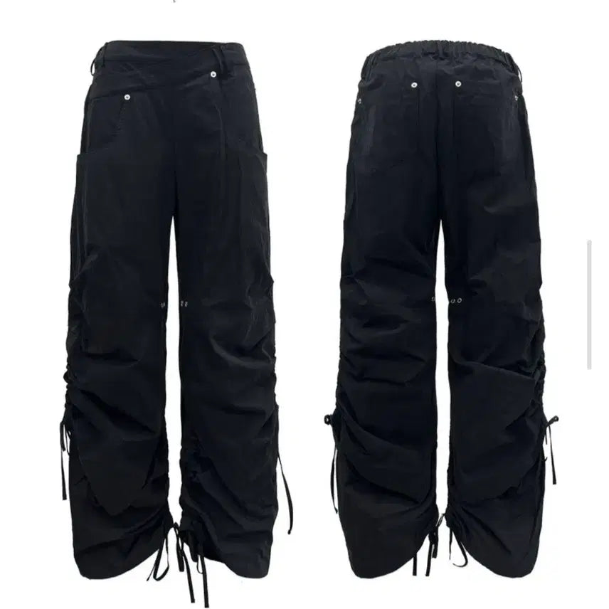 [BUNJANG] NACHE Layered Wide Cargo Pants Black / NACHE 나체 레이어드 와이드 카고 팬츠 블랙