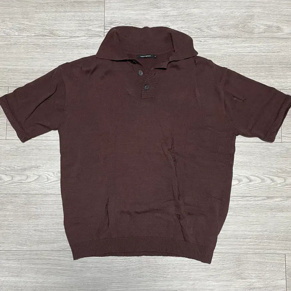 [BUNJANG] Haechi Room Knit Short Sleeve T-Shirt Brown / 해칭룸 니트 반팔티셔츠 브라운