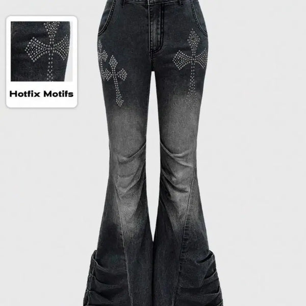 [BUNJANG] Gothic Punk Black Jeans / 고딕 펑크 청바지 흑청 래퍼여친 락시크 힙 지뢰계 멘헤라