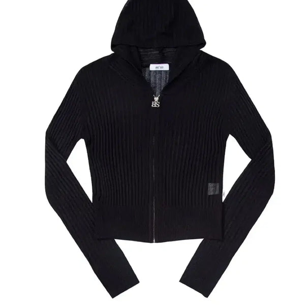 [BUNJANG] AZON Nadia Summer Knit Zip-Up Black / 애즈온 나디아 썸머 니트 집업