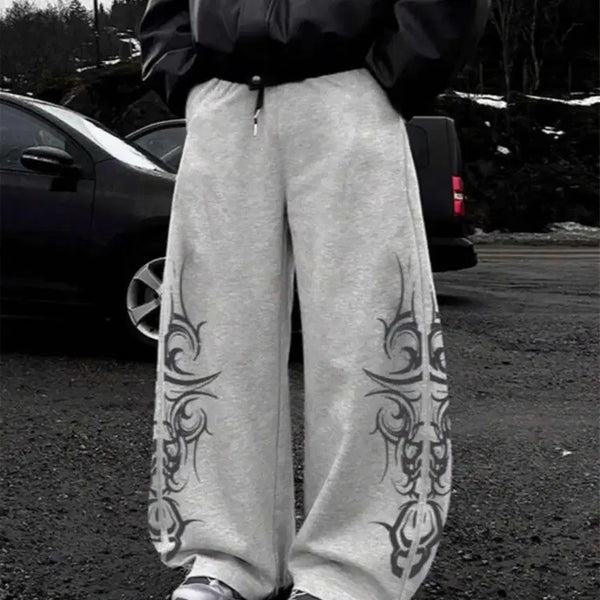 [BUNJANG] Gothic Goth Punk Grey Training Wide Pants / 고딕 고스룩 펑크 그레이 트레이닝 와이드 팬츠 래퍼여친 힙 락시크 고스코어 펑크