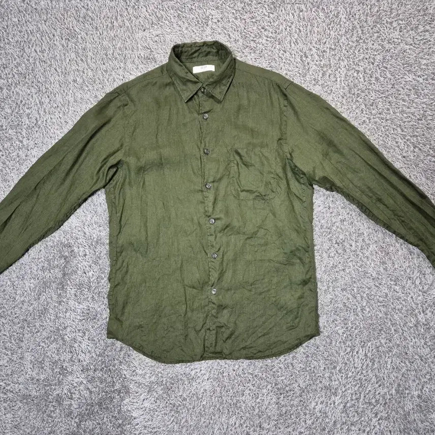 [BUNJANG] Uniqlo Men's Linen Shirt Khaki M / 유니클로 남성 린넨 셔츠 카키 M