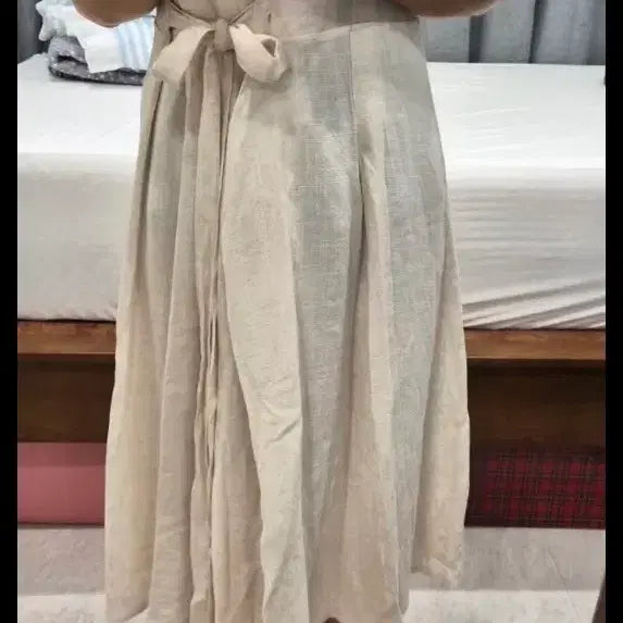 [BUNJANG] Linen Shirt Dress Beige / 린넨 셔츠 원피스 베이지