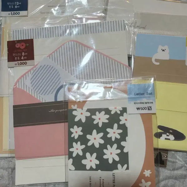 [BUNJANG] Floral Stationery and Postcard Set / 편지지 세트 꽃무늬 편지지 ,엽서,새상품/일괄판매
