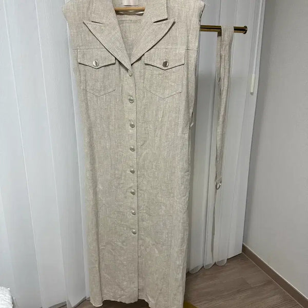 [BUNJANG] Jullog Linen Dress Oatmeal / 줄로그 린넨  원피스 새상품