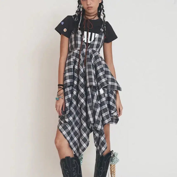 [BUNJANG] as if they were gypsy CHECK UNBALANCE DRESS / 애즈이프캘리 GYPSY CHECK UNBALANCE DRESS