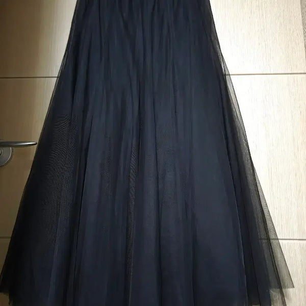 [BUNJANG] Black Long Chiffon Skirt / 블랙 롱 쉬폰 스커트