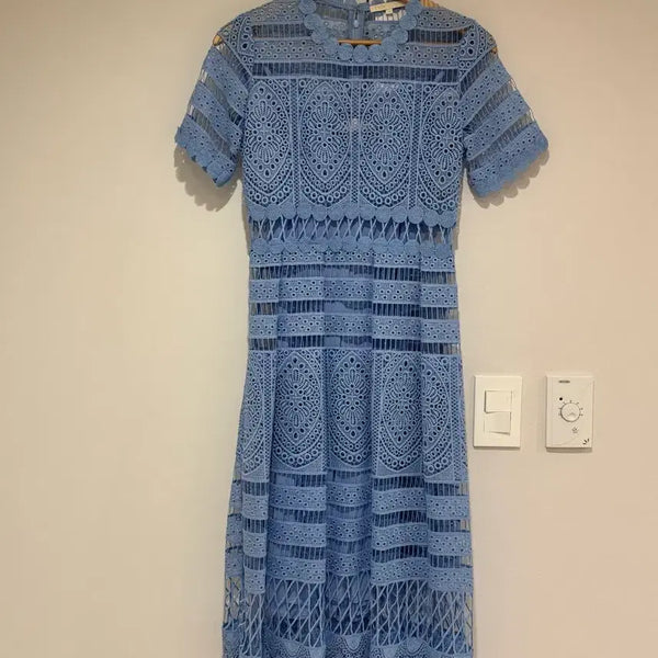 [BUNJANG] Maje Lace Dress Sky Blue Size 1 / 마쥬 레이스 원피스 하늘색 1사이즈