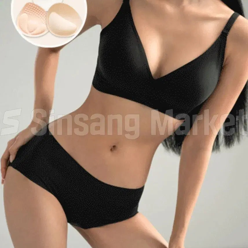 [BUNJANG] Seamless Full Figure Bra & Panty Set / [빠른발송] 왕뽕 심리스 빅사이즈 여성속옷 브라 팬티 세트 노와이어
