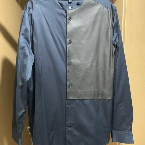 [BUNJANG] COS Men's Leather Patch Shirt Navy M / 코스 남성 가죽패치 셔츠 M (새상품)
