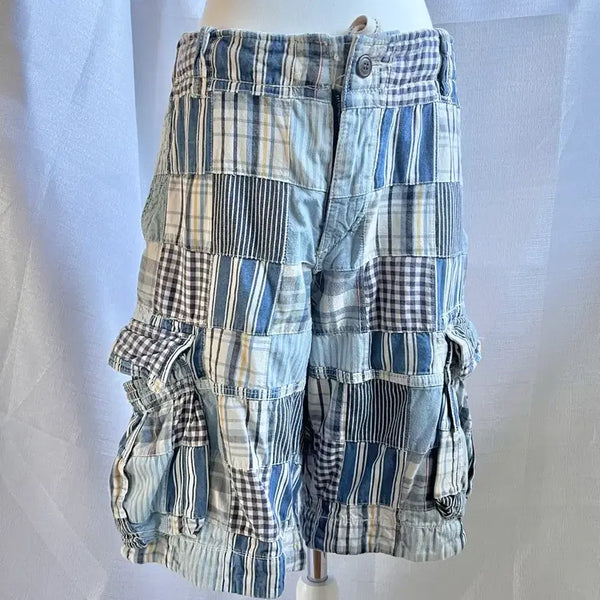 [BUNJANG] Vintage Real Patchwork Midi Pants / 빈티지 리얼 패치 블루 미디 팬츠