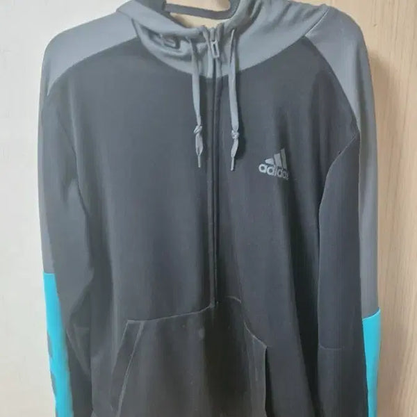 [BUNJANG] Adidas Colorblock Hooded Zip-Up Jacket / 아디다스 후드 집업 블랙/그레이/블루