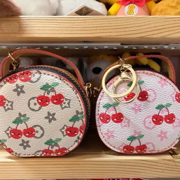 [BUNJANG] Flower Cherry Pattern Coin Purse Keychain / 미니가방 동전지갑 키링/ 플라워 체리 패턴 파우치 키링/동전지갑키링