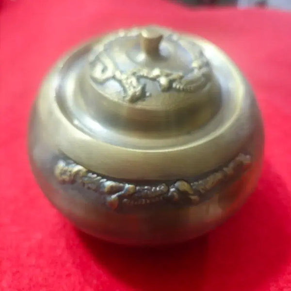 [BUNJANG] Brass Chamber Pot with Dragon Engraving and 'Bok' Seal / 황동 요강 (지름 13cm, 용 문양 각인, 복 자 낙관)