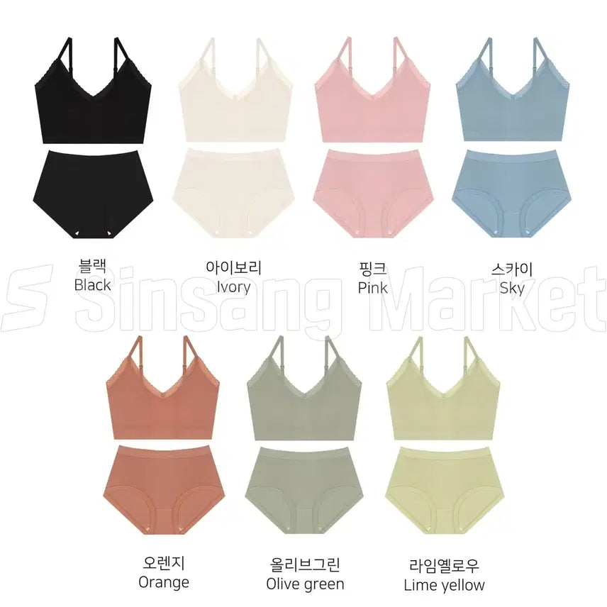 [BUNJANG] Women's Padded Bra and Panty Set, Plus Size (44-88), Wire-Free / [빠른발송] 뽕브라렛 빅사이즈 44-88 브라 팬티속옷 노와이어