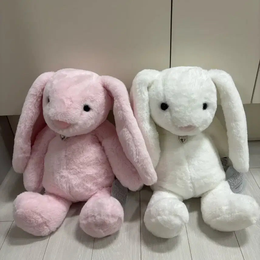 [BUNJANG] Rabbit Plush Toy Set Pink/White / 토끼 인형 핑크/화이트 세트
