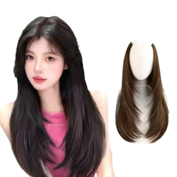 [BUNJANG] Genie Pan Layered C-Curl Half Wig Extension / 지니판 레이어드 C컬 붙임머리 반가발