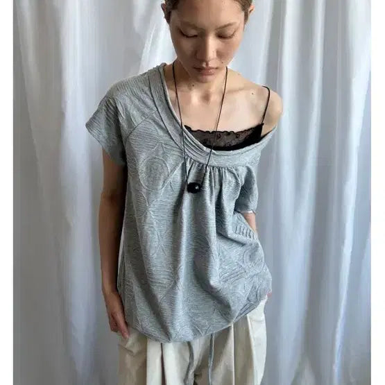 [BUNJANG] MDNC Big Dot Open Tee - Gray / MDNC 빅도트 오픈티 그레이