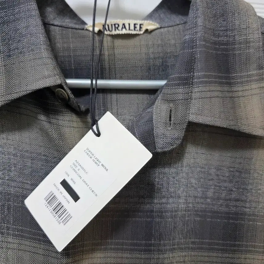 [BUNJANG] Auralee 24AW Super Light Wool Check Shirt Charcoal Grey / [Auralee] 24AW 슈퍼 라이트 울 체크셔츠