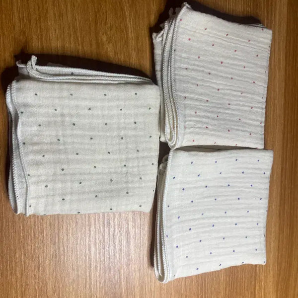 [BUNJANG] Polka Dot Gauze Handkerchief Set (3 Pieces) / 땡땡이 거즈면 손수건 3장 팝니다