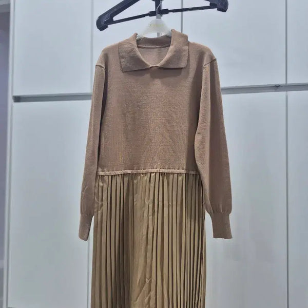 [BUNJANG] Long Knit and Pleated Dress / 롱 원피스