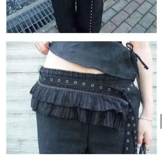 [BUNJANG] Painted Wood Cor Snap Belt Charcoal / 페인티드우드 코르 스냅 벨트 차콜 새상품
