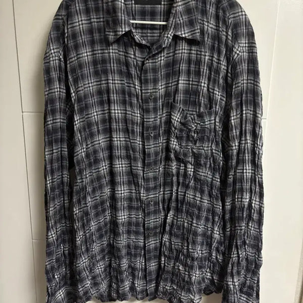 [BUNJANG] 999humanity Easy Check Shirt V15 (Dark Navy) / [3/L] 999휴머니티 이지 체크 셔츠 V15 (다크네이비)