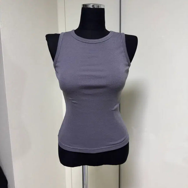 [BUNJANG] Sleeveless Top - Blue Grey / (새상품) 쫀쫀 탄탄 민소매 나시 블루그레이