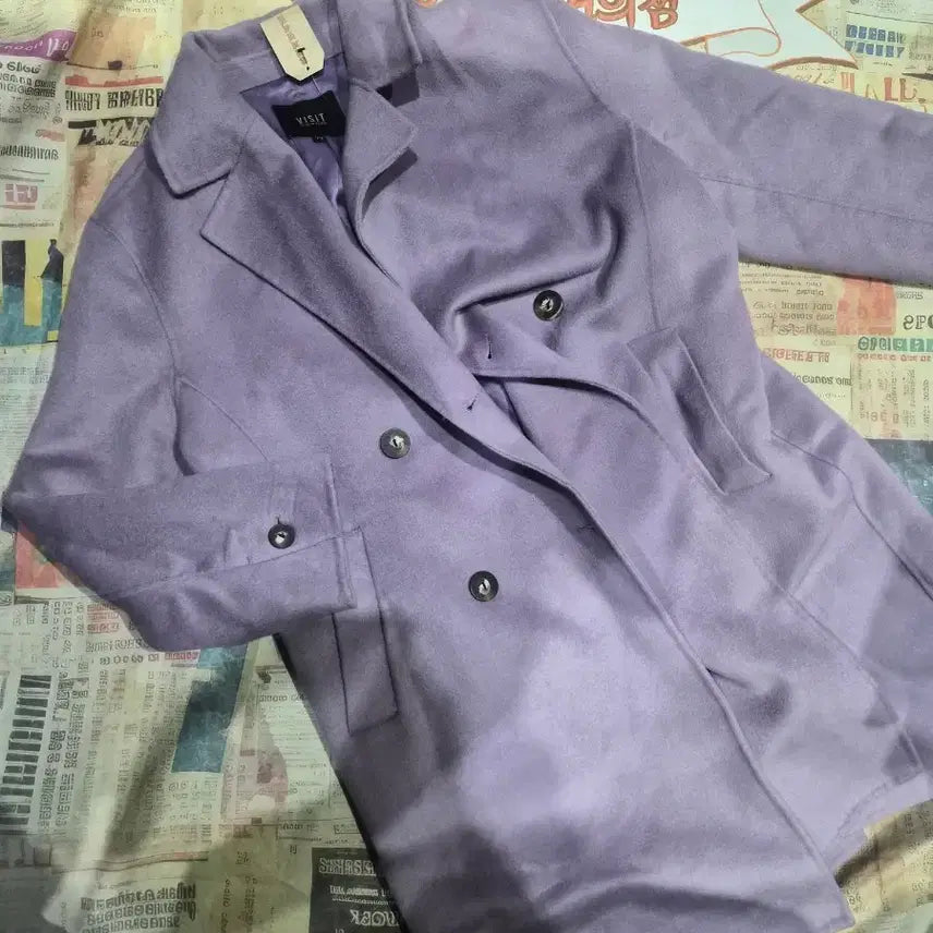 [BUNJANG] VISIT Lavender Double Coat / VISIT 라벤더 색상 더블 코트<77>
