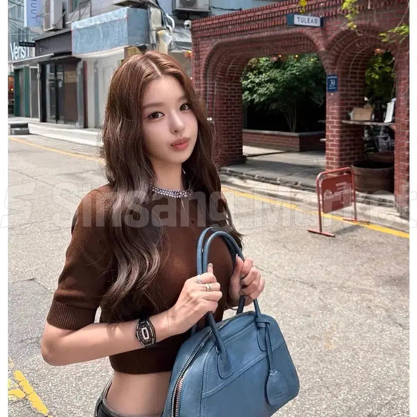 [BUNJANG] Cubic Cropped Cardigan, 5-Point Round Knit / [빠른발송] 큐빅 크롭 가디건 5부 라운드니트