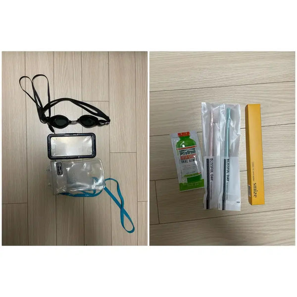 [BUNJANG] Goggles and Waterproof Phone Case Set with Travel Toothbrush Set / 수경 수중케이스 세트 + 여행용 칫솔세트