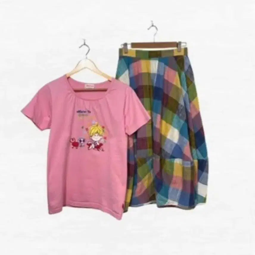 [BUNJANG] Vintage Pink Short Sleeve T-Shirt / 일본빈티지 핑크색 캐릭터 반팔티